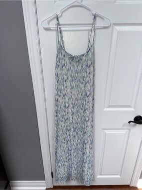 Lightweight Floral Slip Dress in Blue and Green